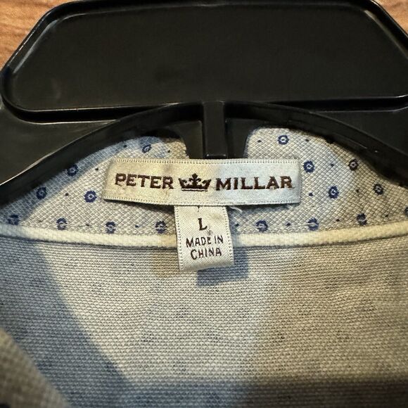 Peter Millar Crown Large Polo Shirt Men's Golf Gray Blue Floral Pattern Outdoor - Picture 3 of 6